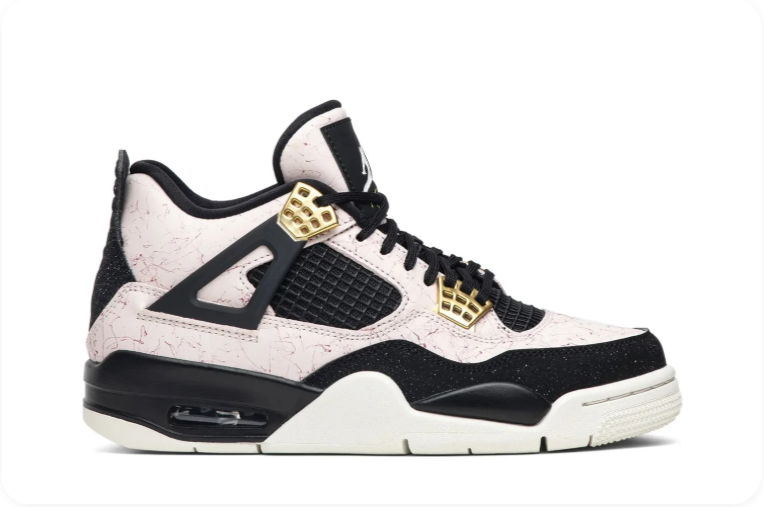 Air Jordan 4 Sneakers – Cream, Black & Metallic Gold Accents