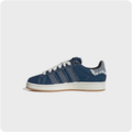 Blue Denim-Look Low-Top Sneakers – Frayed Stripes & Cream Sole