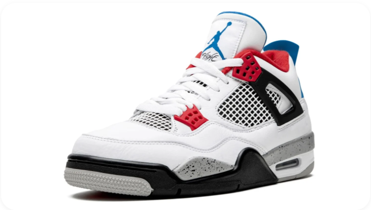 Air Jordan 4 Sneakers – White, Black, Red & Blue