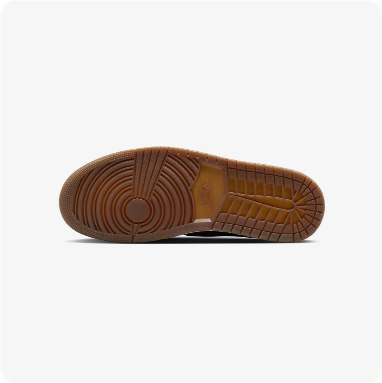 Air Jordan 1 Low-Top Sneakers – Black & Olive Pattern with Gum Outsole