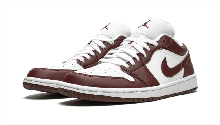 Air Jordan 1 Low Sneakers – Burgundy & White