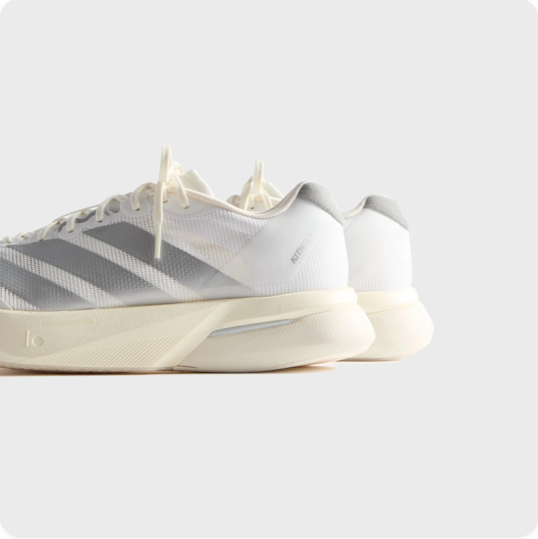 Adidas Running-Style Sneakers – White & Grey with Cream Sole