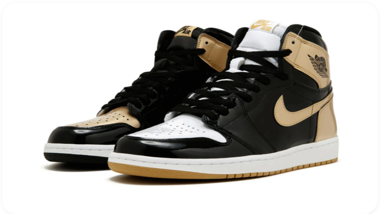 Nike High-Top Sneakers – Black, White & Metallic Gold