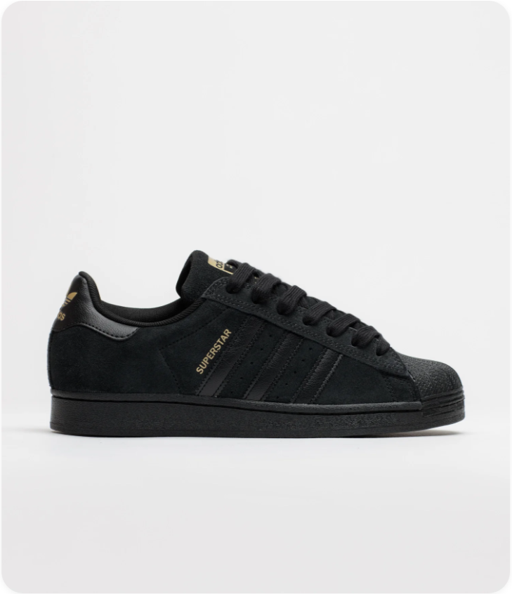 Adidas Superstar Low-Top Sneakers – Black with Gold-Tone Branding