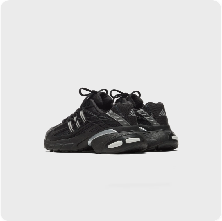 Adidas Chunky Low-Top Sneakers – Black with Silver-Tone Accents