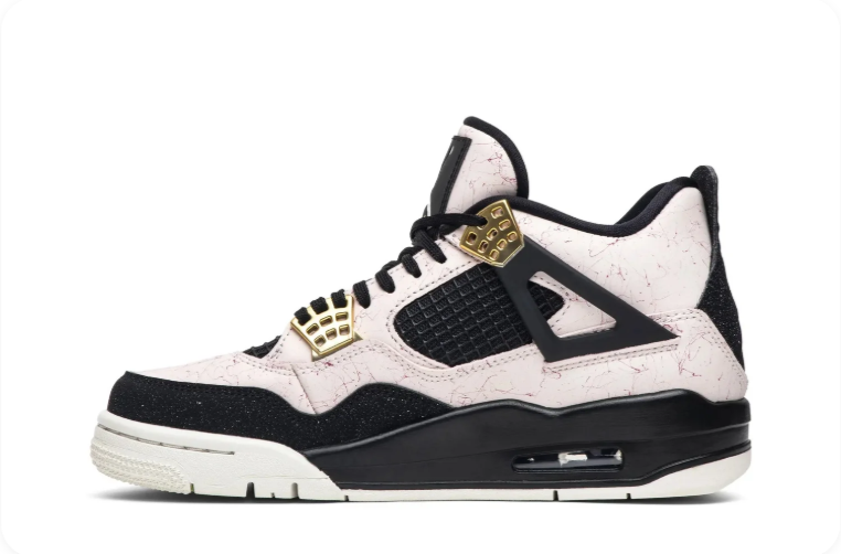 Air Jordan 4 Sneakers – Cream, Black & Metallic Gold Accents
