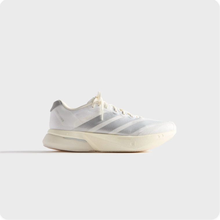 Adidas Running-Style Sneakers – White & Grey with Cream Sole