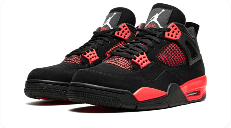 Air Jordan 4 Sneakers – Black & Bright Red