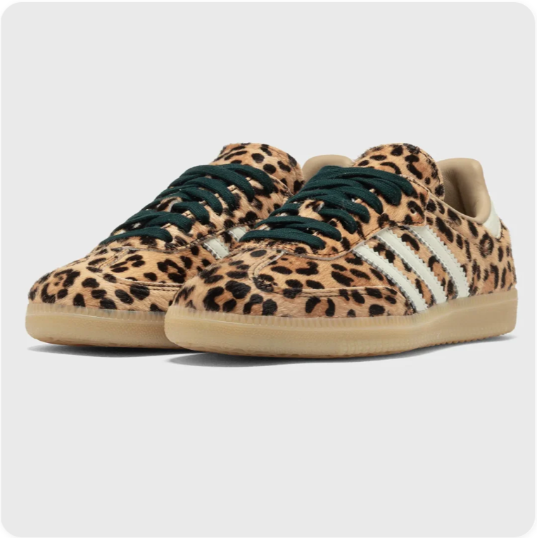 Adidas Low-Top Sneakers – Leopard Print with Cream Stripes