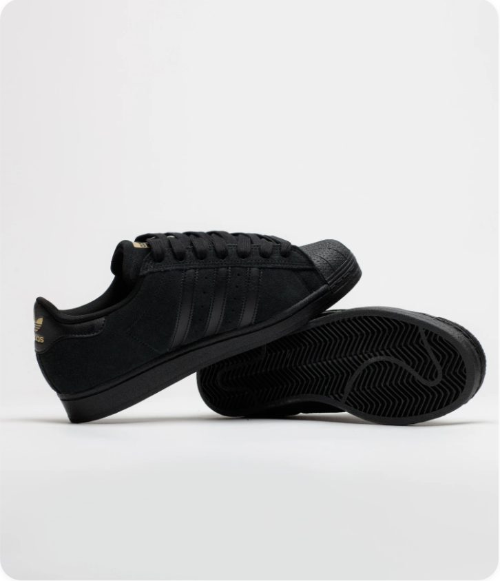 Adidas Superstar Low-Top Sneakers – Black with Gold-Tone Branding