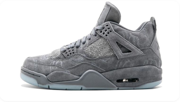 Air Jordan 4 Sneakers – Grey with Tonal Graphics & Icy Outsole