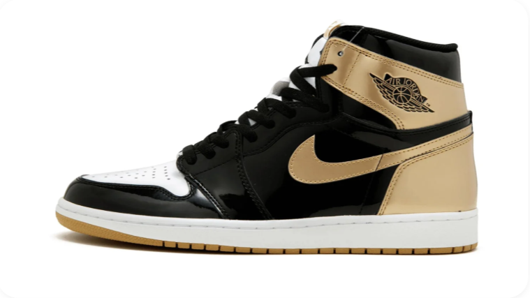 Nike High-Top Sneakers – Black, White & Metallic Gold