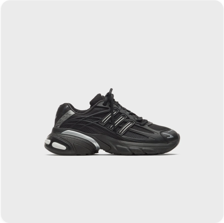 Adidas Chunky Low-Top Sneakers – Black with Silver-Tone Accents