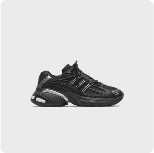 Adidas Chunky Low-Top Sneakers – Black with Silver-Tone Accents