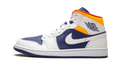 Air Jordan 1 Mid Sneakers – White, Navy & Orange