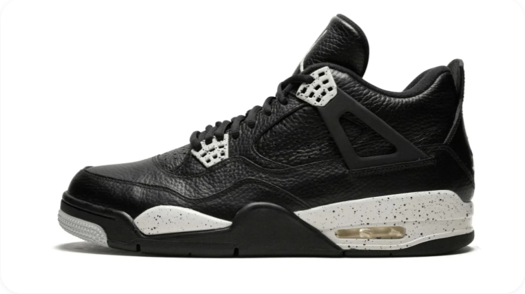 Air Jordan 4 Sneakers – Black with Speckled Light Grey Accents