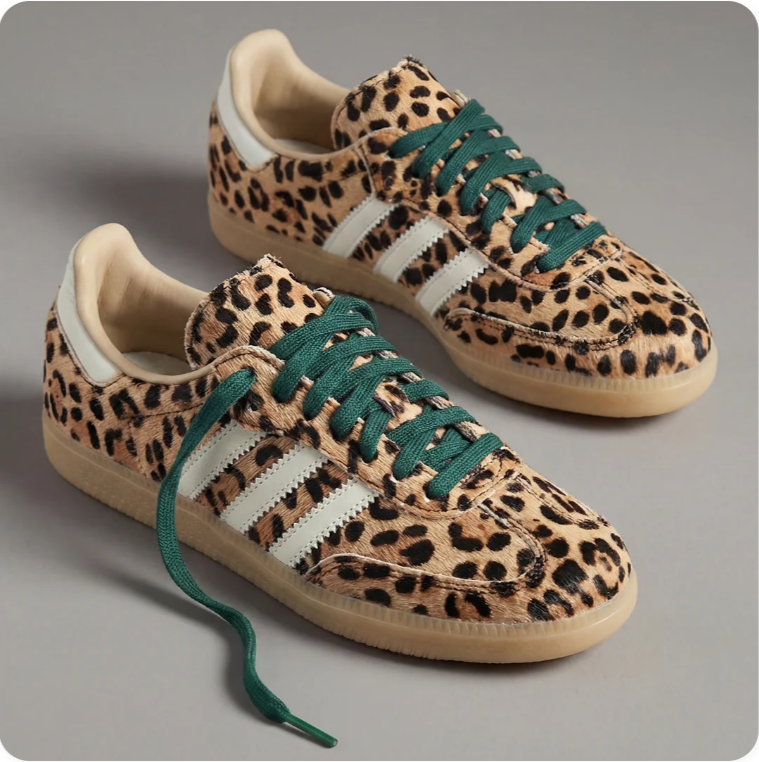 Adidas Low-Top Sneakers – Leopard Print with Cream Stripes