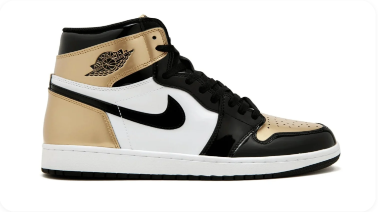 Nike High-Top Sneakers – Black, White & Metallic Gold