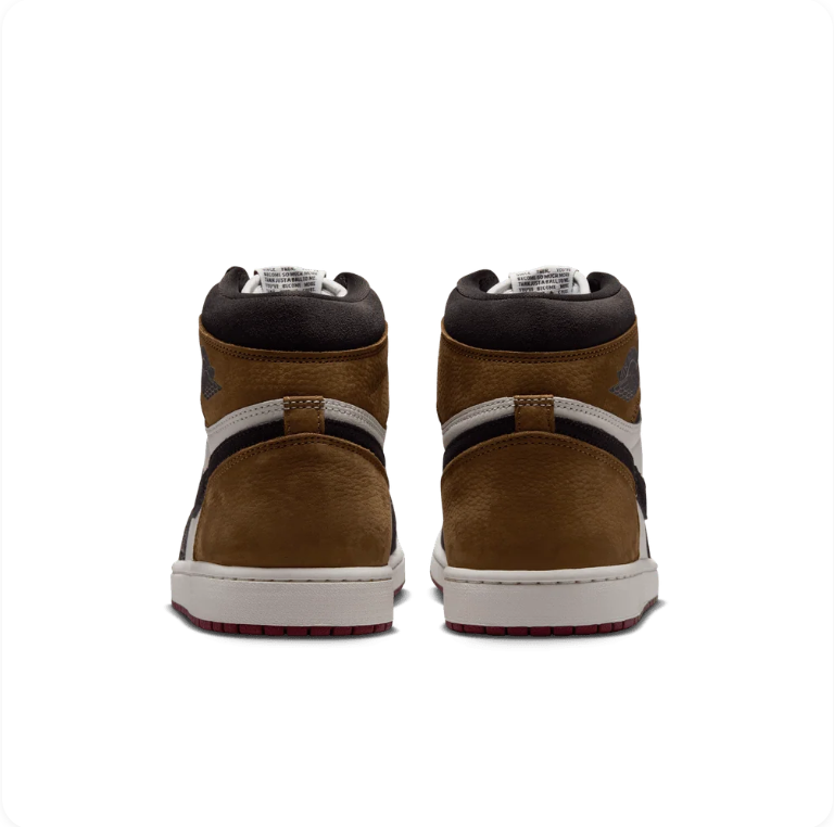 Air Jordan 1 High-Top Sneakers – Brown, Black & White with Burgundy Outsole
