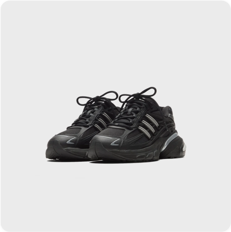 Adidas Chunky Low-Top Sneakers – Black with Silver-Tone Accents