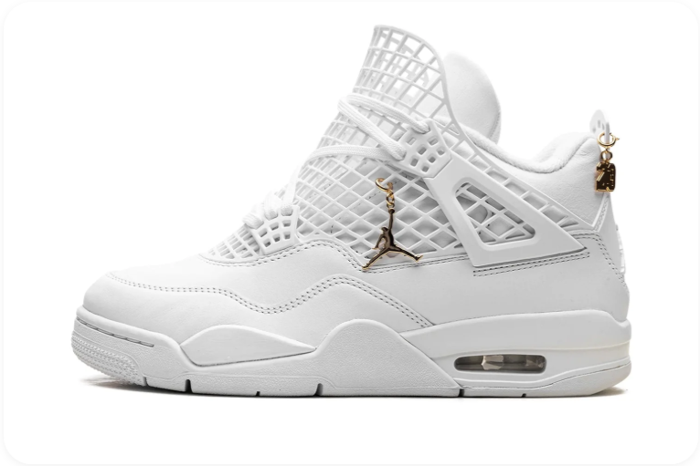 Air Jordan 4-Style Sneakers – White with Gold-Tone Charms