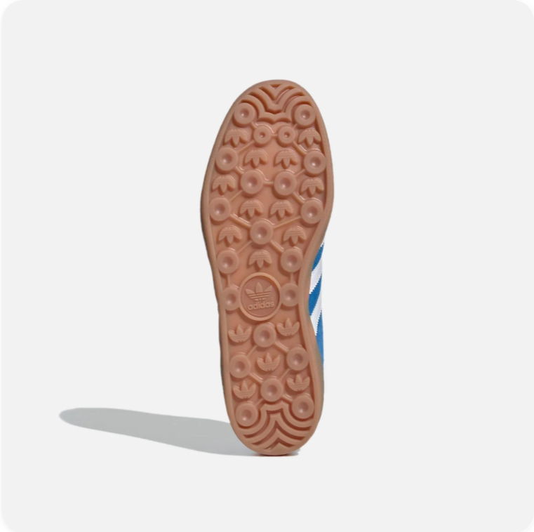 Adidas Gazelle Low-Top Sneakers – Blue & White with Gum-Colored Sole