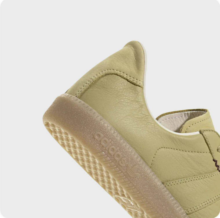 Adidas Light Olive Low-Top Sneakers – Tonal Panels & Gum-Colored Sole