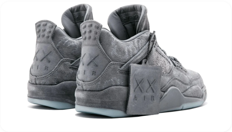 Air Jordan 4 Sneakers – Grey with Tonal Graphics & Icy Outsole