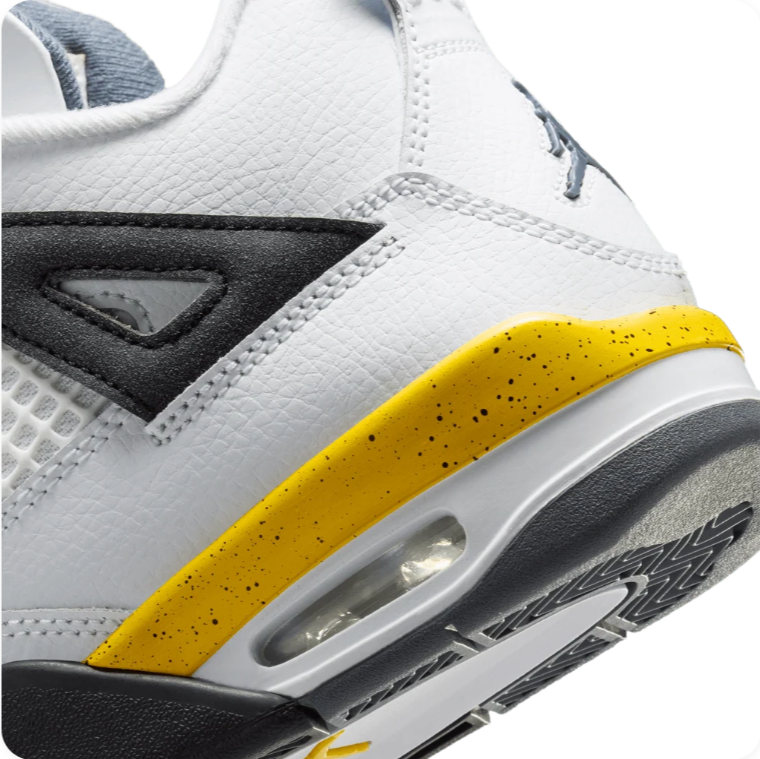 Air Jordan 4 Sneakers – White, Black & Speckled Yellow