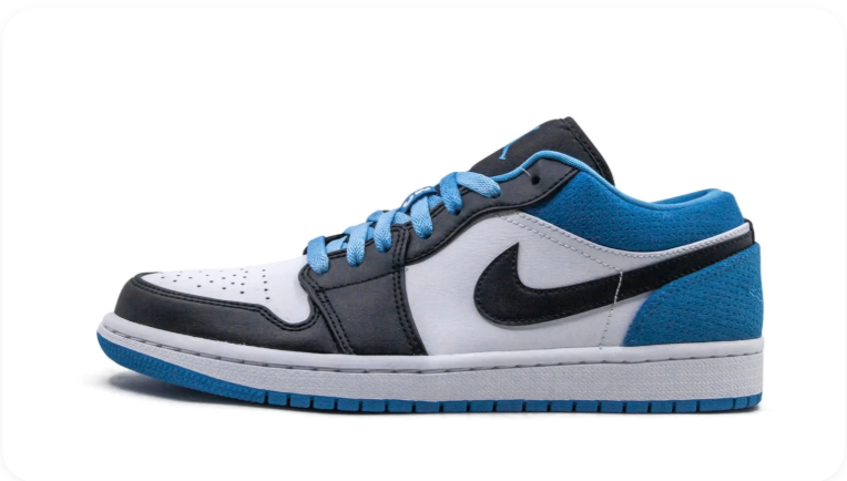 Air Jordan 1 Low Sneakers – Black, White & Bright Blue