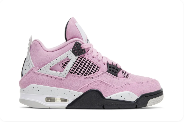 Air Jordan 4 Sneakers – Pink, Black & Speckled Grey