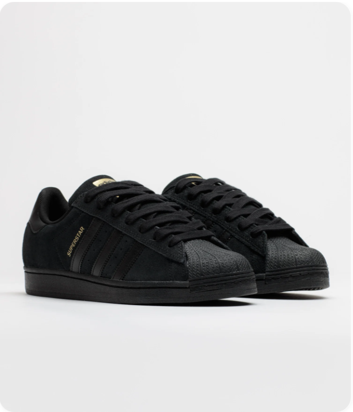 Adidas Superstar Low-Top Sneakers – Black with Gold-Tone Branding