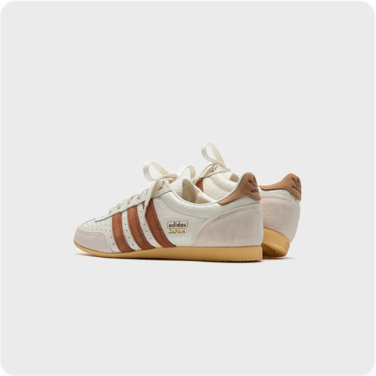 Adidas Japan Low-Top Sneakers – Cream & Brown with Gum-Colored Sole