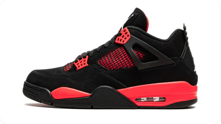 Air Jordan 4 Sneakers – Black & Bright Red
