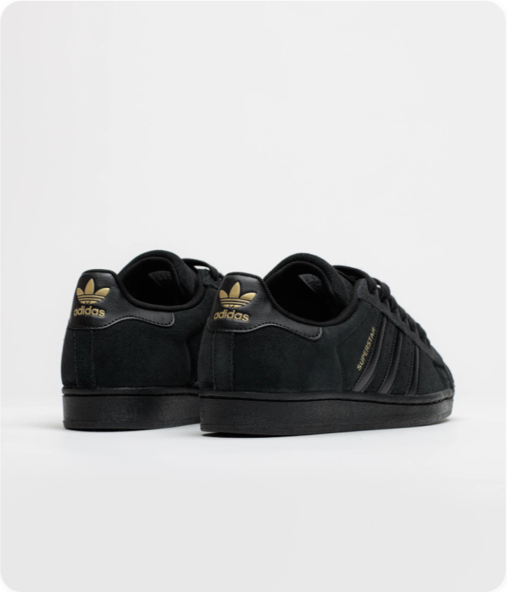 Adidas Superstar Low-Top Sneakers – Black with Gold-Tone Branding