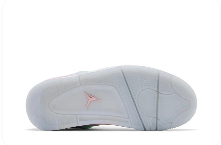 Air Jordan 4 Sneakers – White with Pastel Pink, Blue & Mint Accents