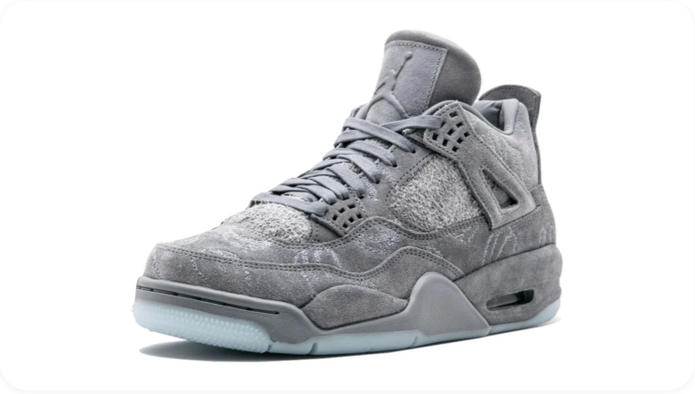 Air Jordan 4 Sneakers – Grey with Tonal Graphics & Icy Outsole