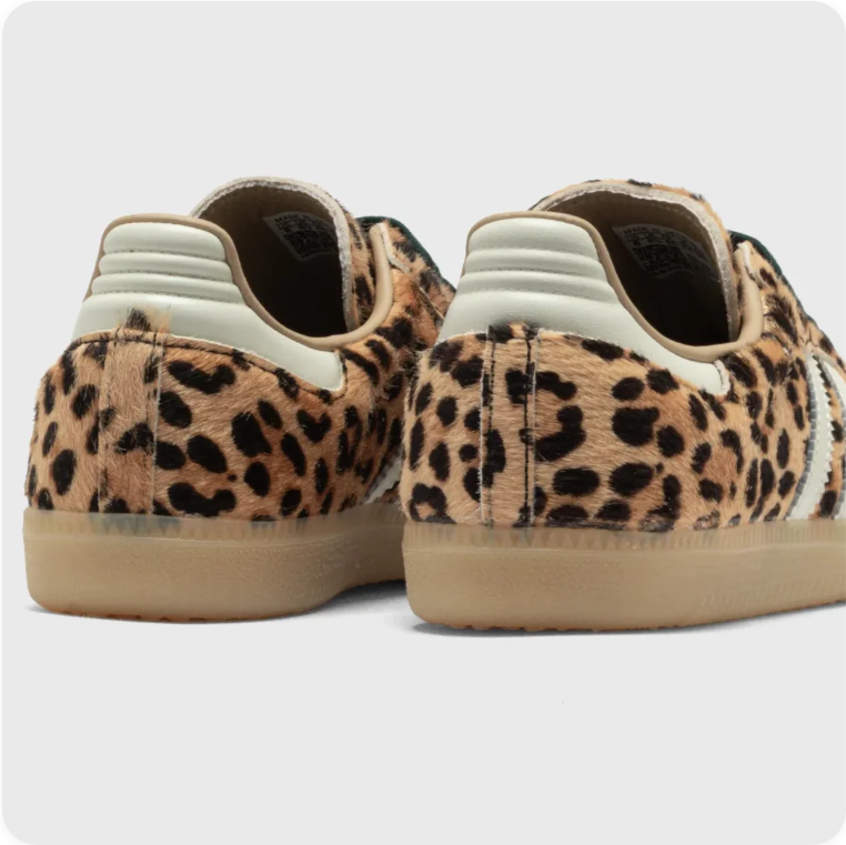 Adidas Low-Top Sneakers – Leopard Print with Cream Stripes