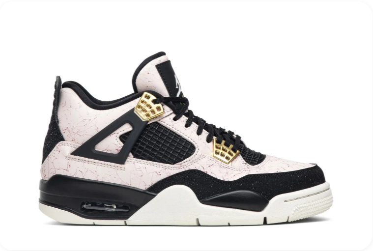 Air Jordan 4 Sneakers – Cream, Black & Metallic Gold Accents
