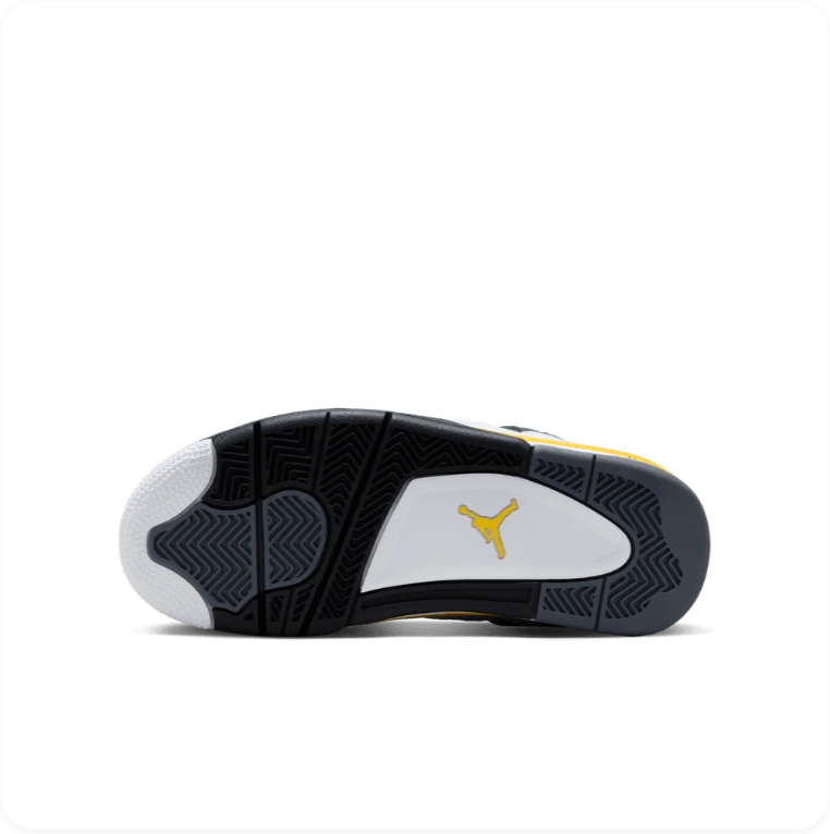 Air Jordan 4 Sneakers – White, Black & Speckled Yellow