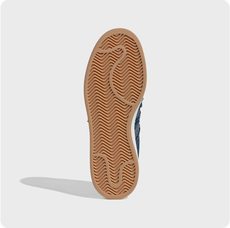 Blue Denim-Look Low-Top Sneakers – Frayed Stripes & Cream Sole