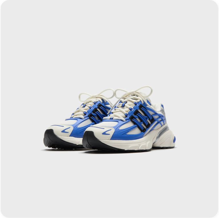 Adidas Chunky Low-Top Sneakers – Blue, Silver & Cream