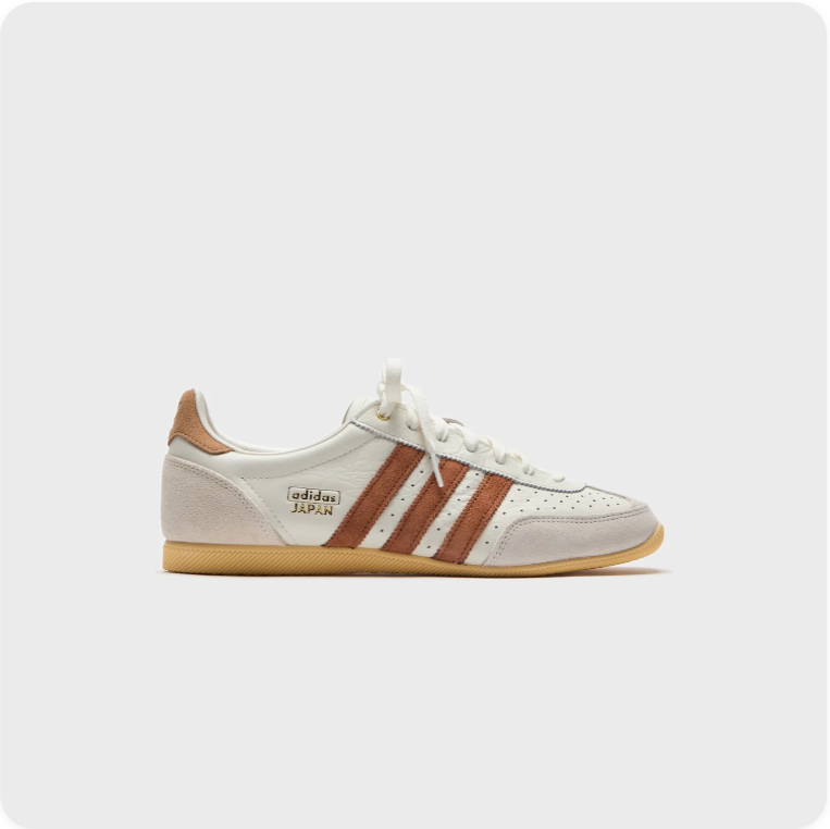 Adidas Japan Low-Top Sneakers – Cream & Brown with Gum-Colored Sole