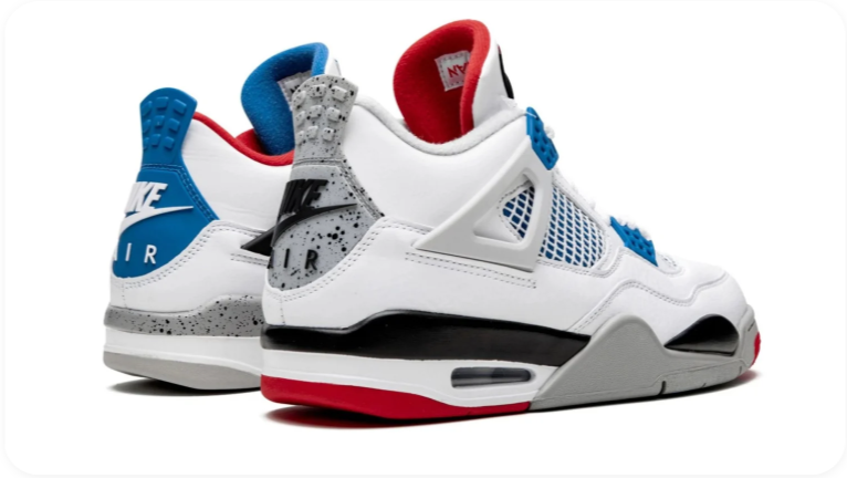 Air Jordan 4 Sneakers – White, Black, Red & Blue