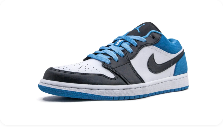 Air Jordan 1 Low Sneakers – Black, White & Bright Blue