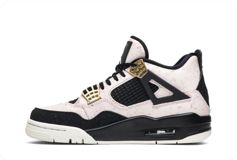 Air Jordan 4 Sneakers – Cream, Black & Metallic Gold Accents