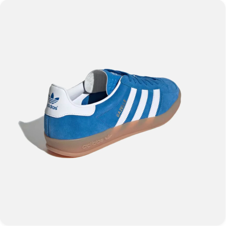 Adidas Gazelle Low-Top Sneakers – Blue & White with Gum-Colored Sole