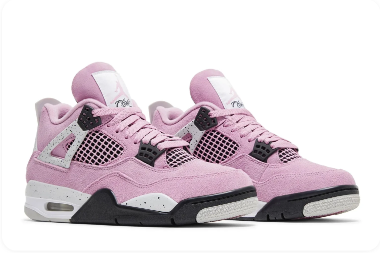 Air Jordan 4 Sneakers – Pink, Black & Speckled Grey