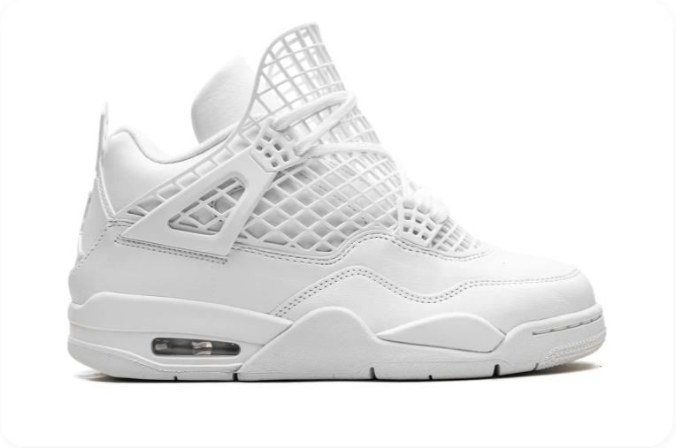 Air Jordan 4-Style Sneakers – White with Gold-Tone Charms