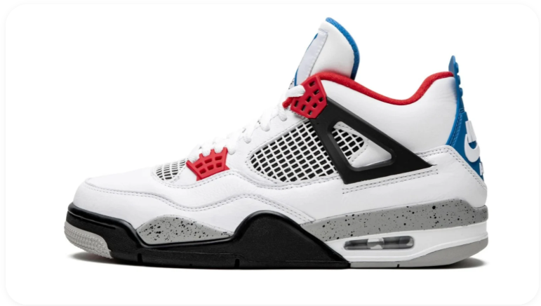 Air Jordan 4 Sneakers – White, Black, Red & Blue